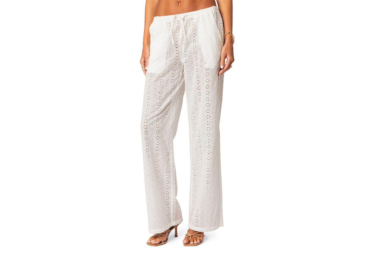 Lemon Lacey Cotton Eyelet Pants