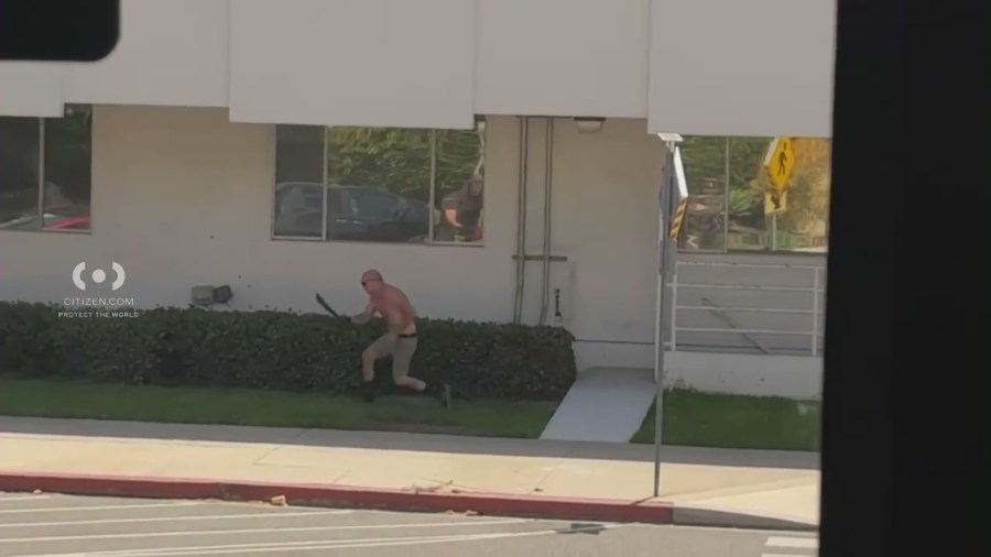 Machete-wielding suspect critically wounded after pursuit near Southern California hospital