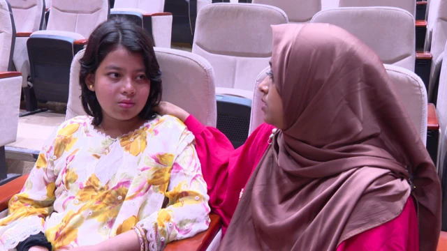 Nure Jannat Yusha, on left, was one of the many students who suffered burn injuries after the crash