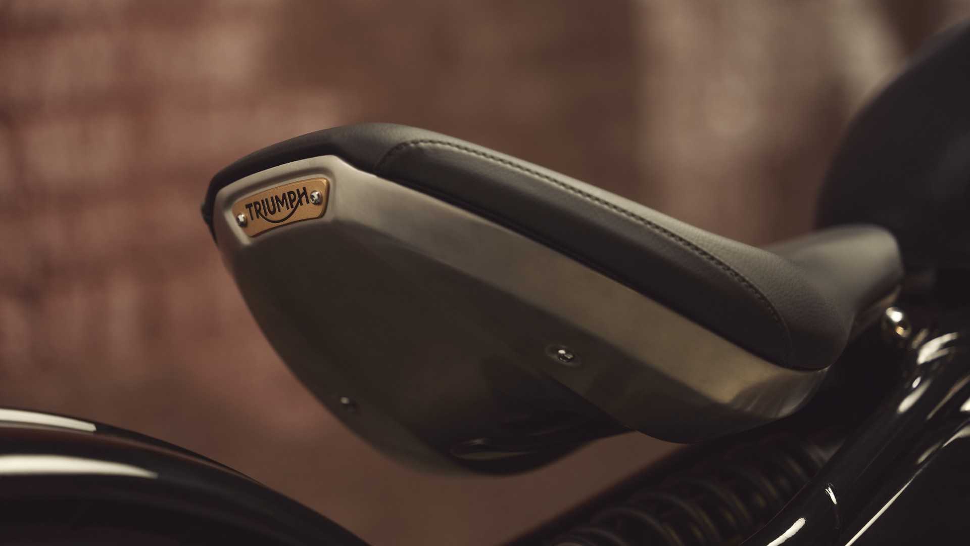 2026 Triumph Bonneville Bobber floating solo seat close-up rear third quarter shot