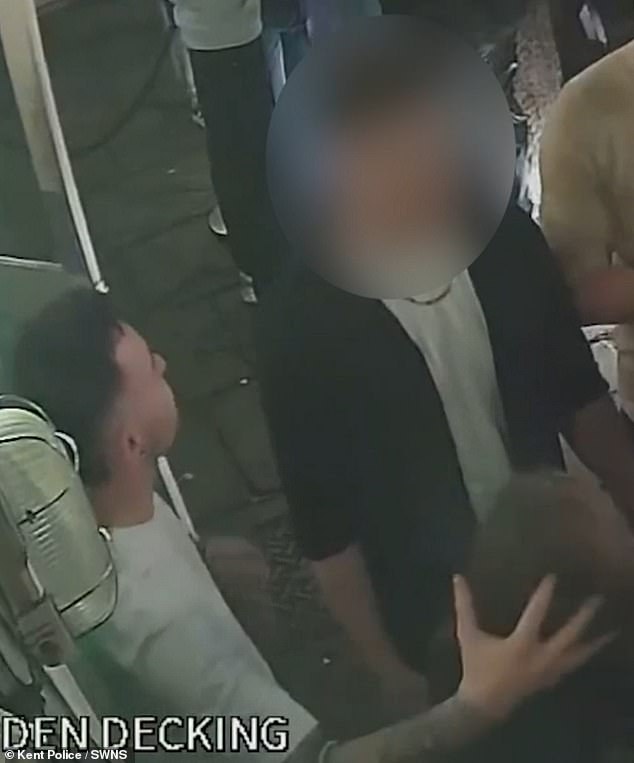 Former PC Thomas Odell (left), of Kent Police, violently grabbed a fistful of his victim's hair at Canterbury's Cuban nightclub before twice wrenching her head backwards in an unprovoked assault, forcing her towards the floor
