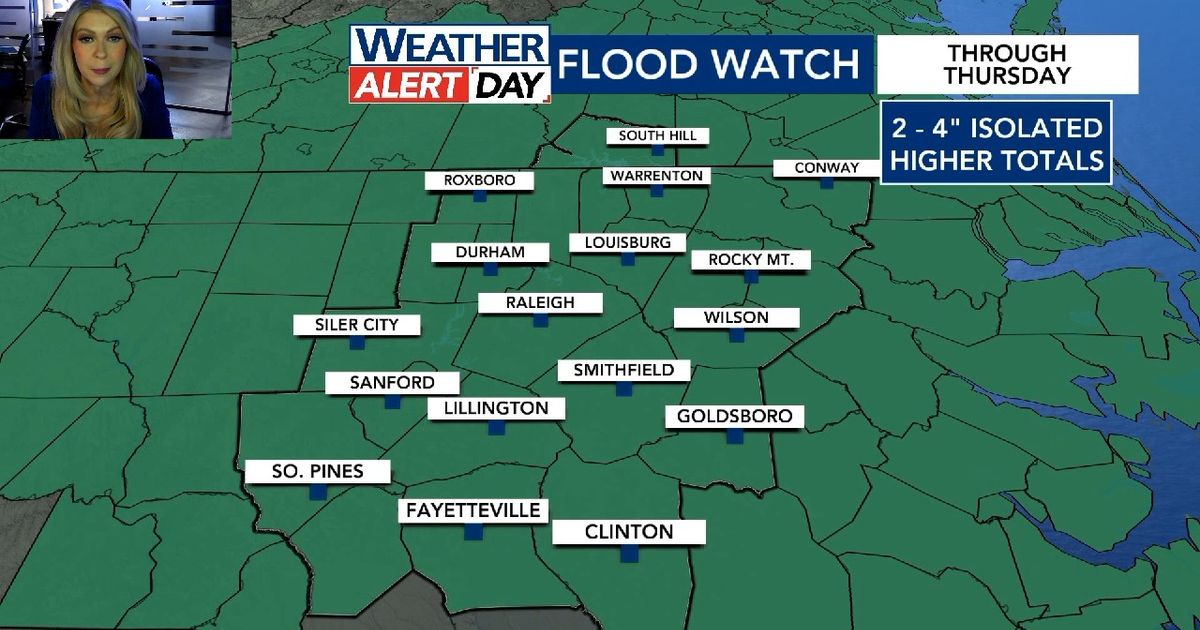Flood watch in effect on Wednesday, with heaviest rain is yet to come