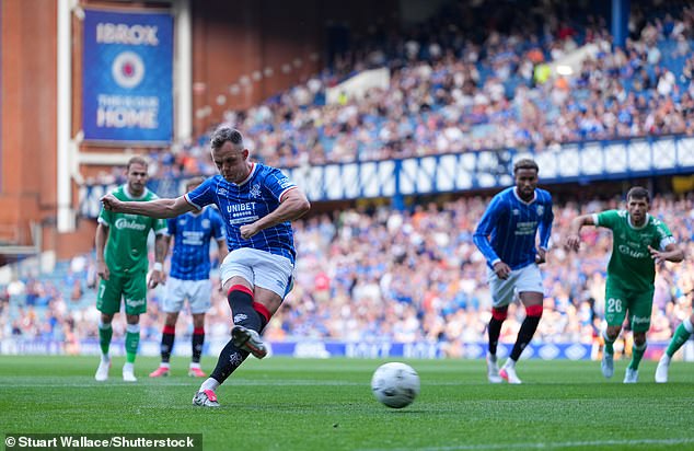 Shankland opens the scoring from the first of the two penalties Rangers were awarded