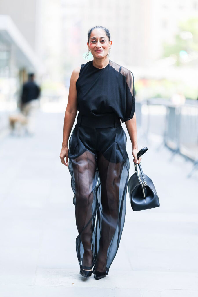 Tracee Ellis Ross wears Sportmax Spring 2026 while arriving at the Today show in New York to promote Every Brilliant Thing.