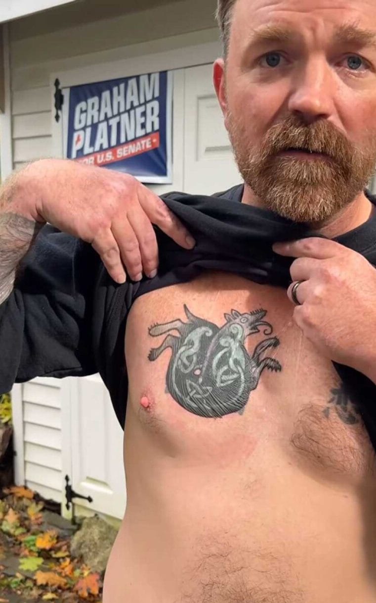 Mr Platner says he covered up tattoo that resembled a Nazi symbol