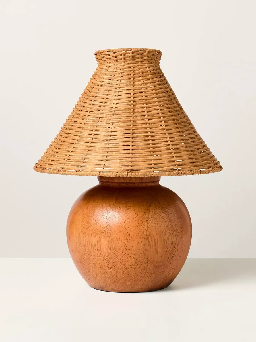 Wood Base With Rattan Shade Accent Table Lamp - Hearth & Hand™ With Magnolia