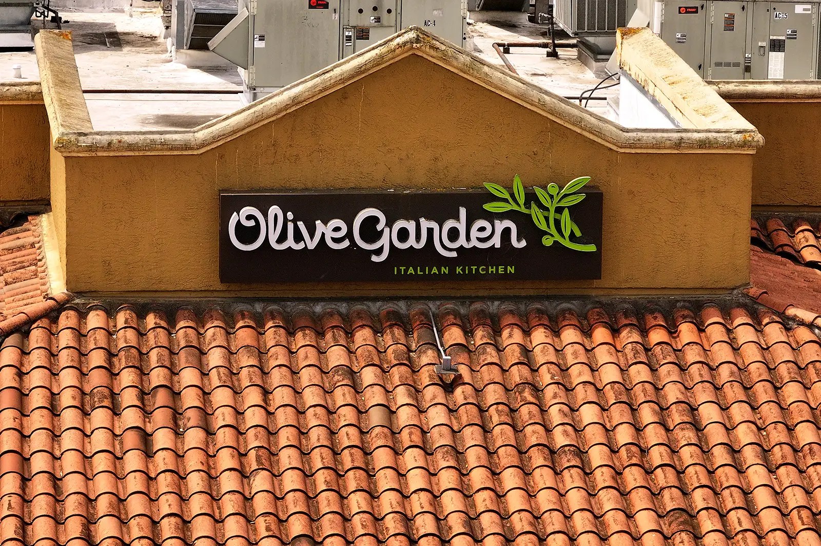 An aerial view of an Olive Garden restaurant on June 20, 2024, in Rohnert Park, California.