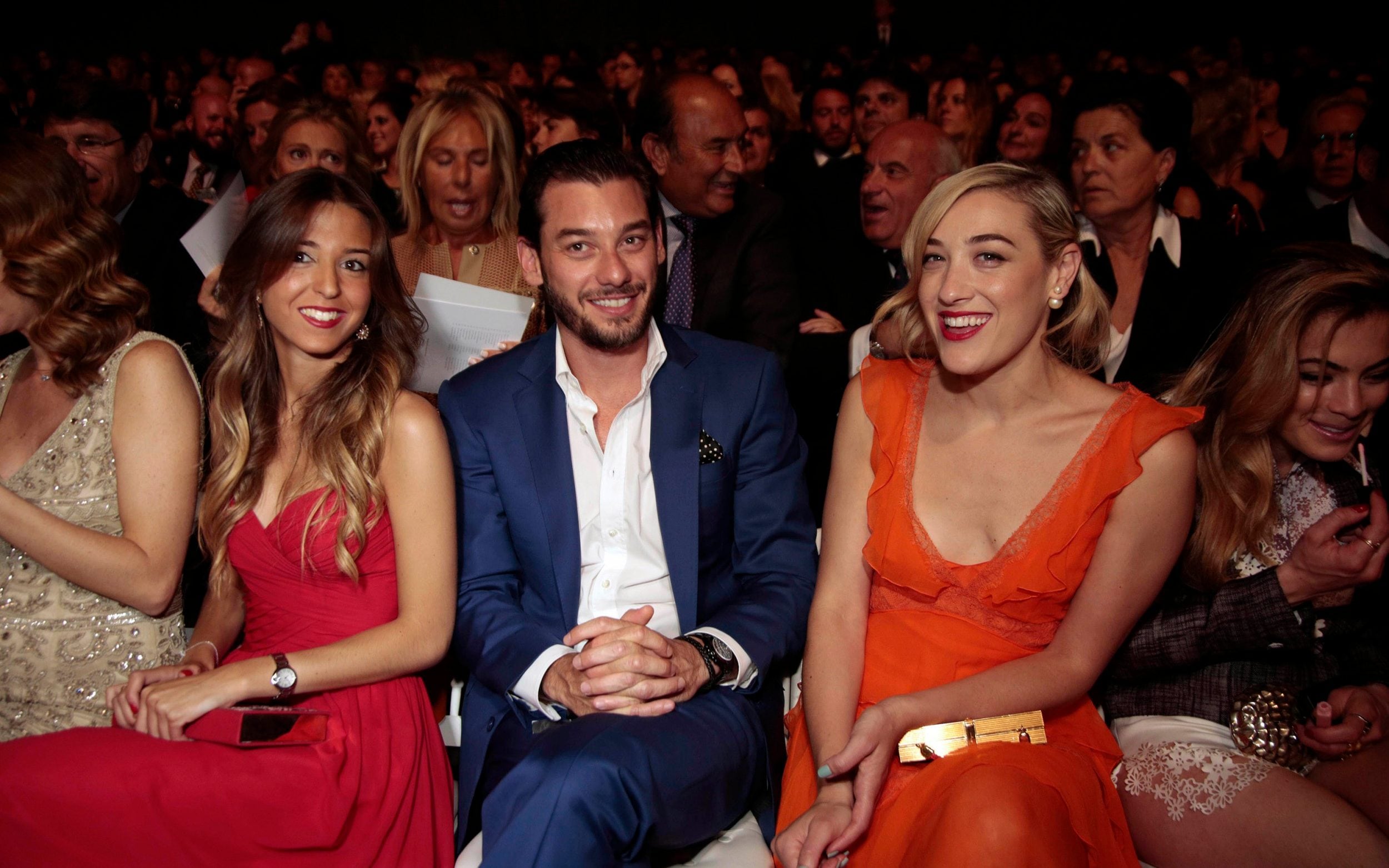 Marta Palatchi; Jonathan Andic and Mia Moretti attend Models the Pronovia's 50th anniversary bridal fashion show during 'Barcelona Bridal Week 2014' on May 9, 2014 in Barcelona, Spai
