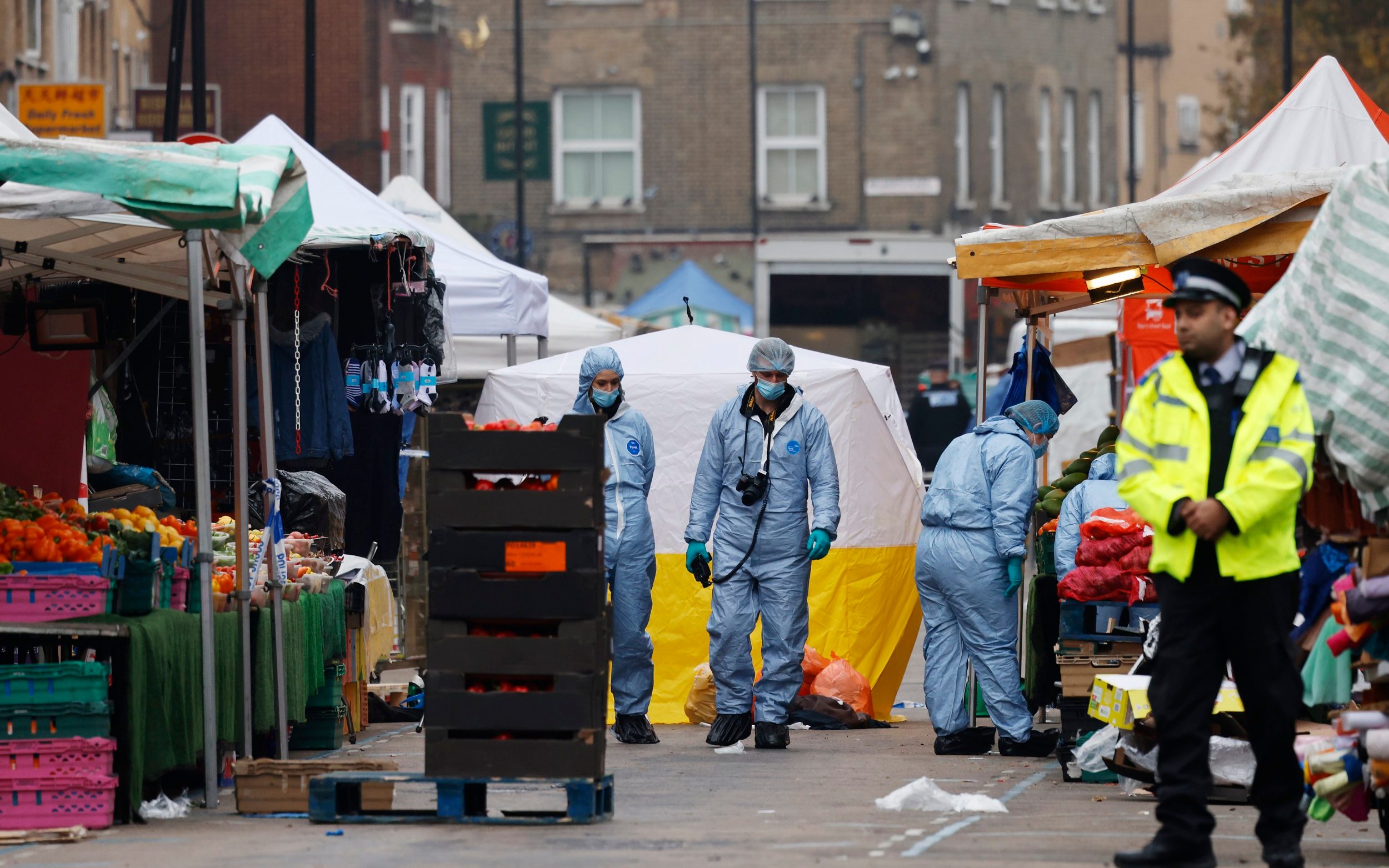 Footage posted online showed paramedics performing CPR on one of the victims as shoppers