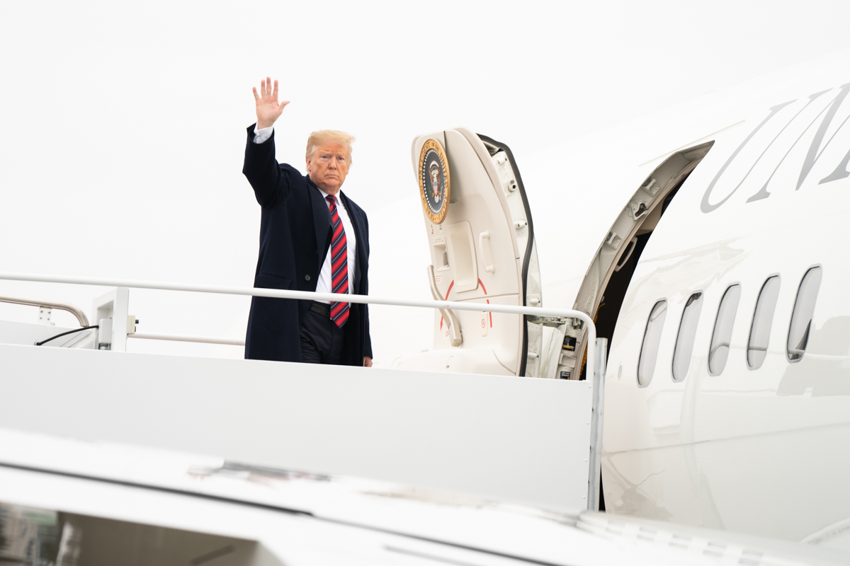 President Trump Boards Air Force One en route to Delaware