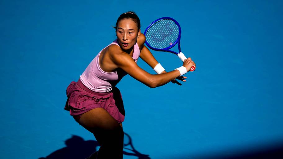 Qinwen Zheng plays at the Athens Open.