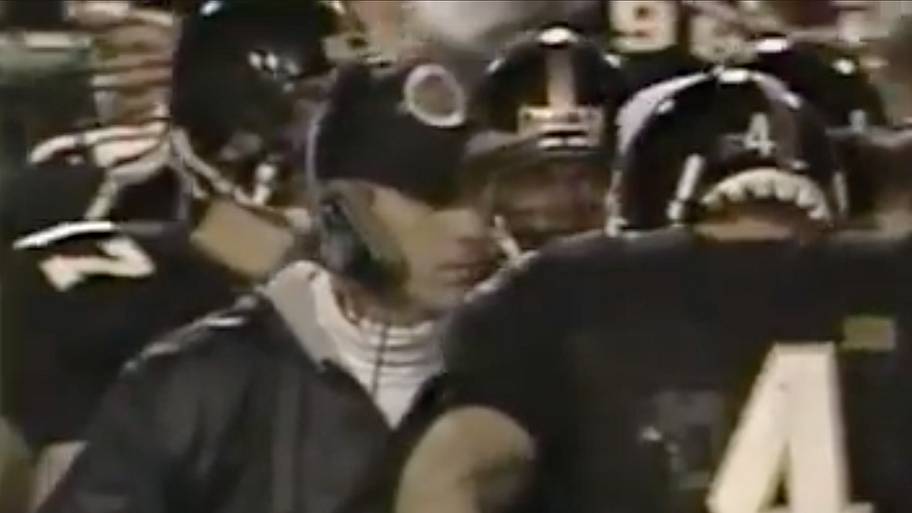 Jeff Bower and Brett Fave (4) in Bower's first game as head coach and Favre's final game as a Golden Eagle in 1990.