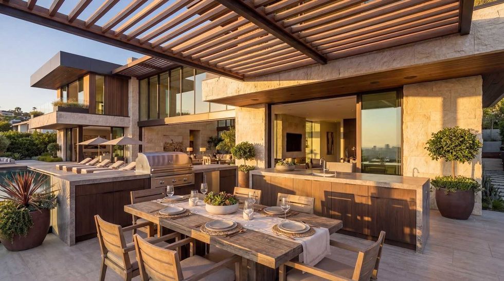 Outdoor kitchen, Houzz 2026 Outdoor Trends Study | Building an outdoor kitchen will make your place the summer house party hotspot. | Courtesy of HomeTech Construction & Design