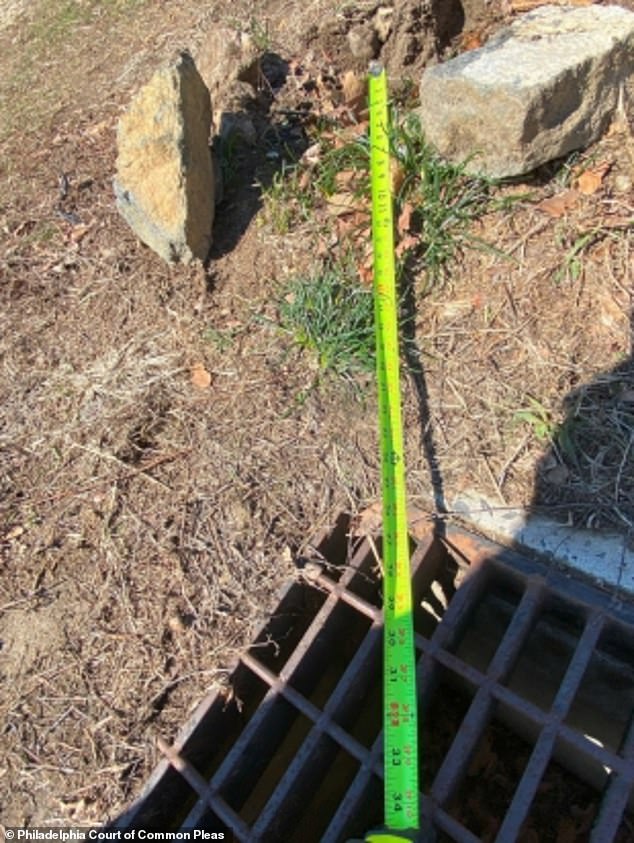 The lawyers in the lawsuit included images showing how close the pole allegedly was to a drain
