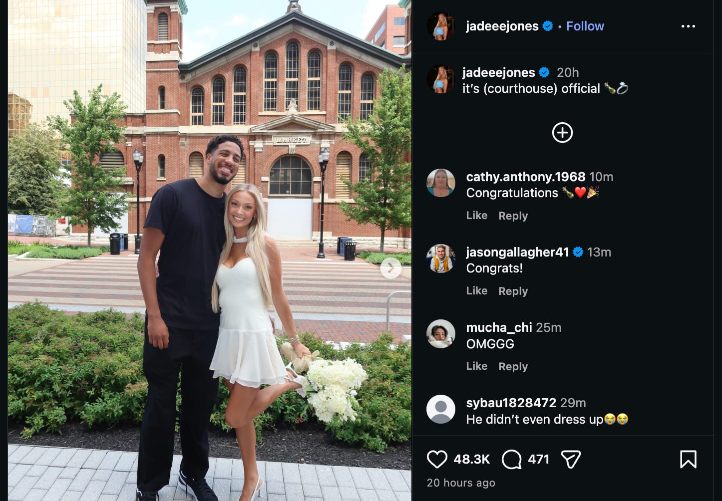 Tyrese Haliburton and Jade Jones marry at courthouse before formal wedding