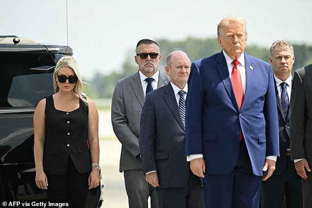 Karoline Leavitt joins Trump at the dignified transfer at Dover on Wednesday