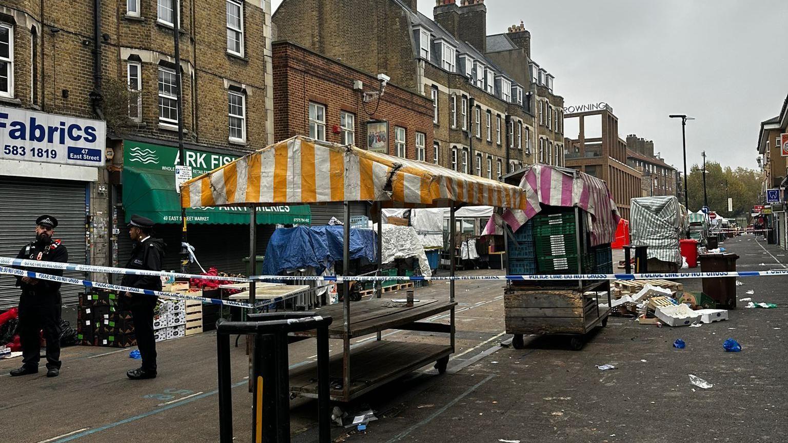 Part of East Street was cordoned off after the attacks on after the stabbings
