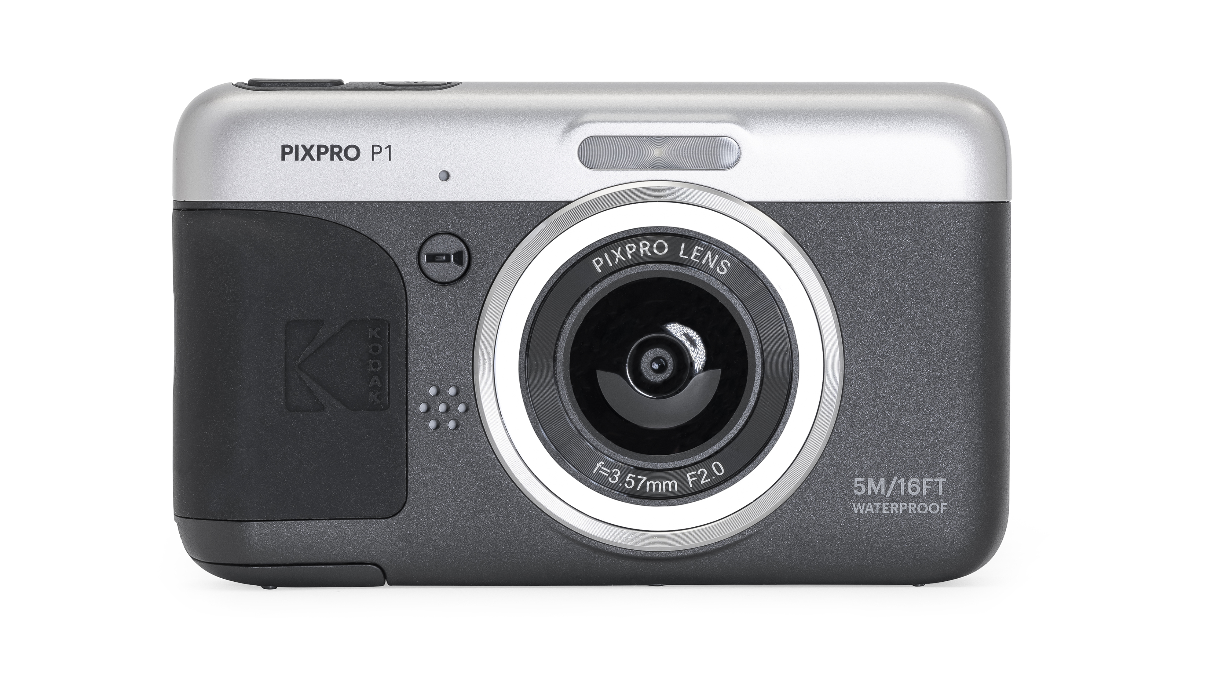 The Kodak PixPro P1 waterproof compact camera on a white background