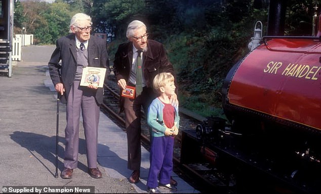 Rev Wilbert Awdry with his grown-up son Christopher and grandson Richard