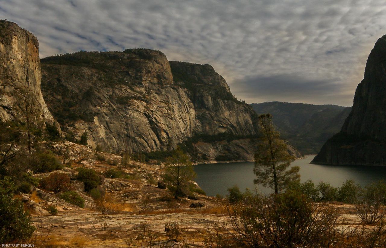 View of mountains and a lake in Yosemite