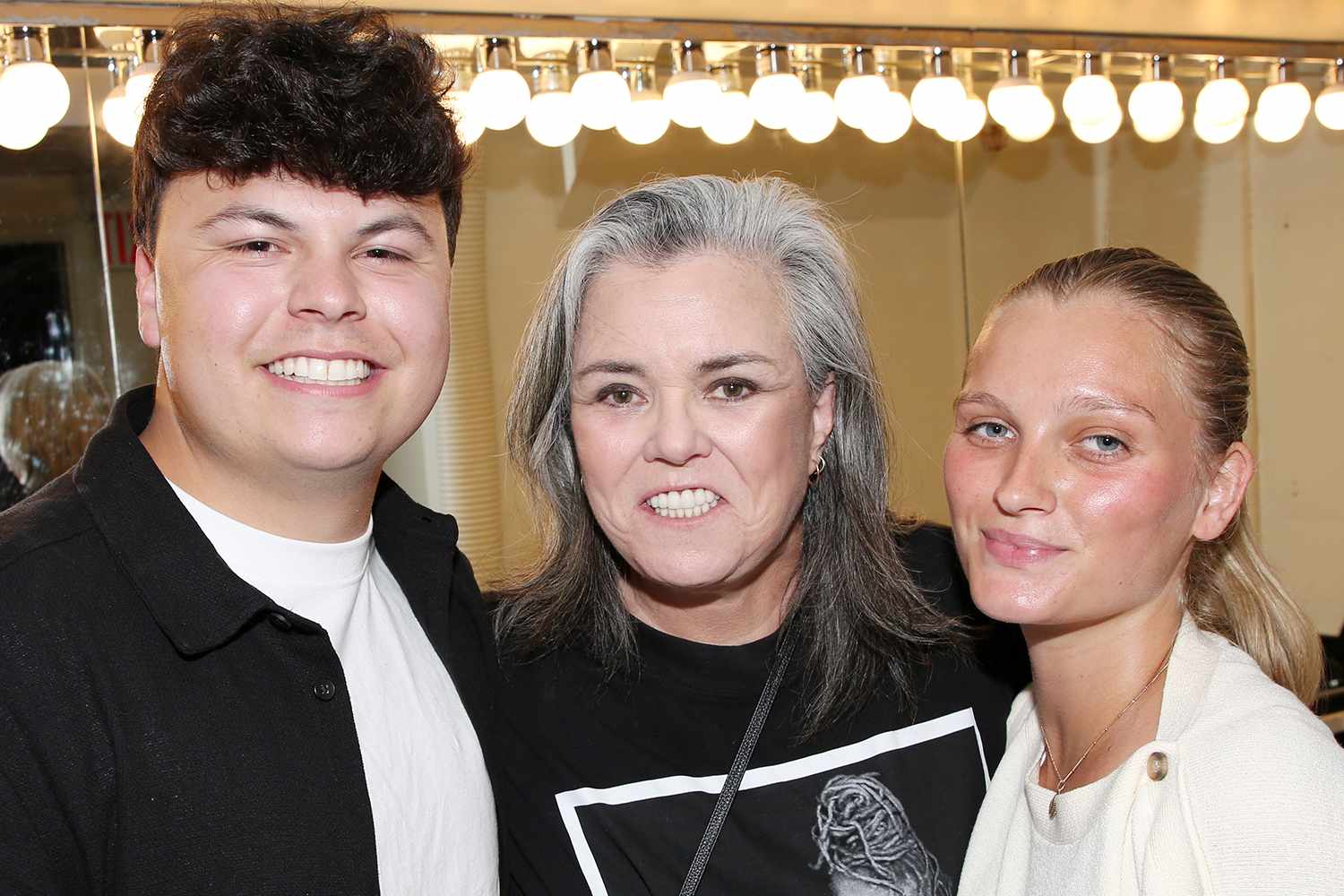 Rosie O’Donnell’s kids pose with mom backstage as they support her at opening night of her one-woman show in NYC
