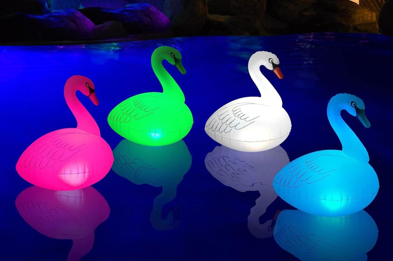 Swan Floating Pool Lights Solar 4 PK