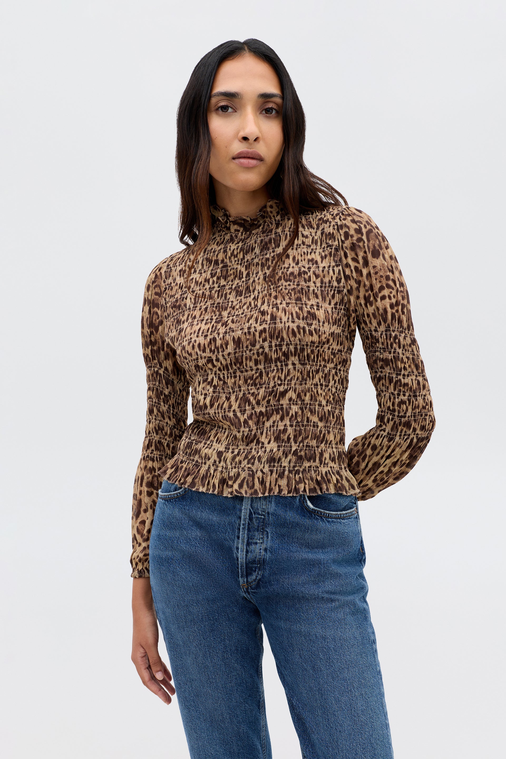 Gardenia Top in Mila Leopard Brown