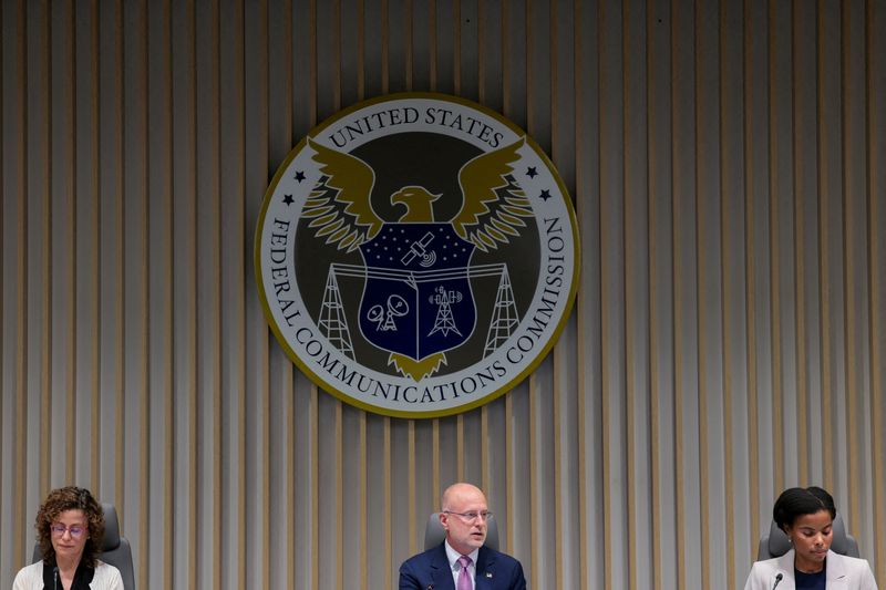 FCC Chairman Brendan Carr speaks during an FCC meeting in Washington