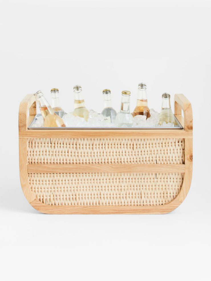 Crate & Barrel, Leland Rattan Beverage Tub