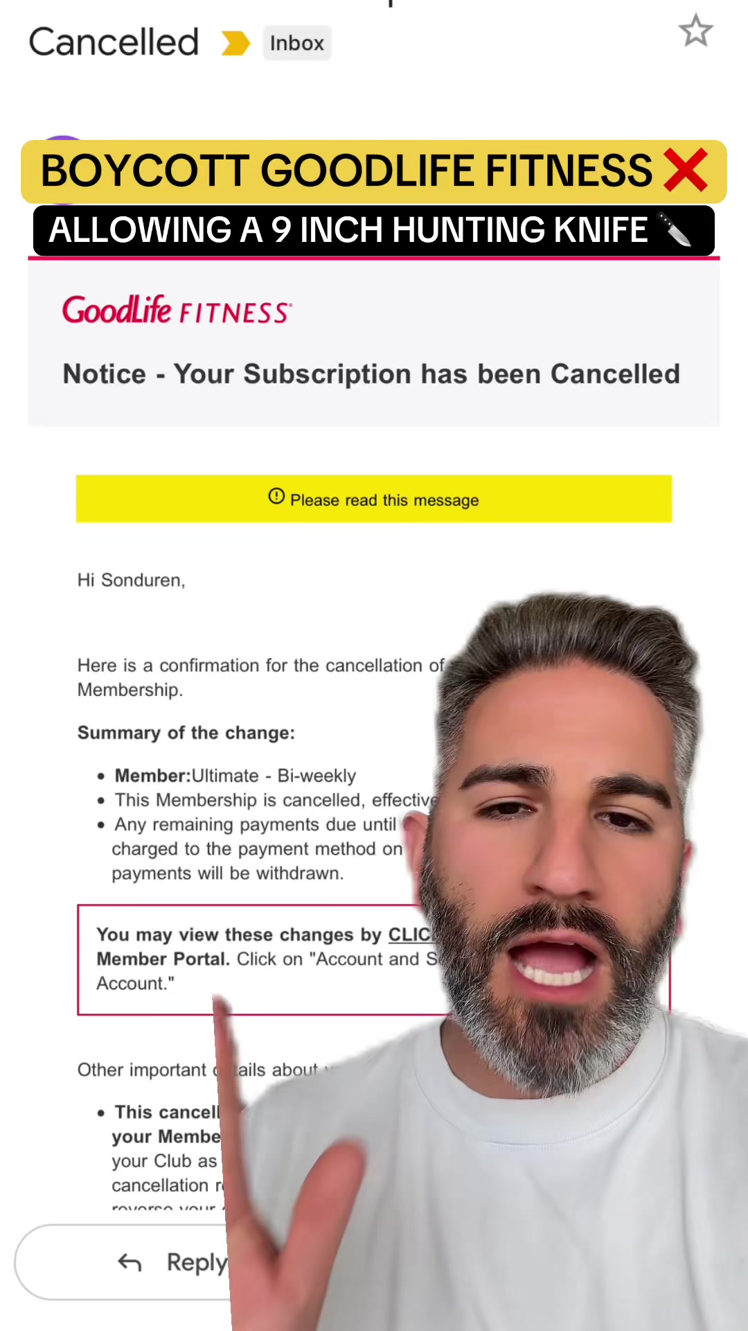 BOYCOTT GOODLIFE FITNESS! They have cowardly bent the knee to a single individual who brought a 9inch HUNTING KNIFE to a gym. This is NO Kirpan. This is unacceptable and it’s a slap to the face to the members of the gym and to those of the Sikh community who 99% are contributing and common sense members of our society, who properly carry their small ceremonial Kirpans with them in a way that respects the well being and safety of all members of their community.