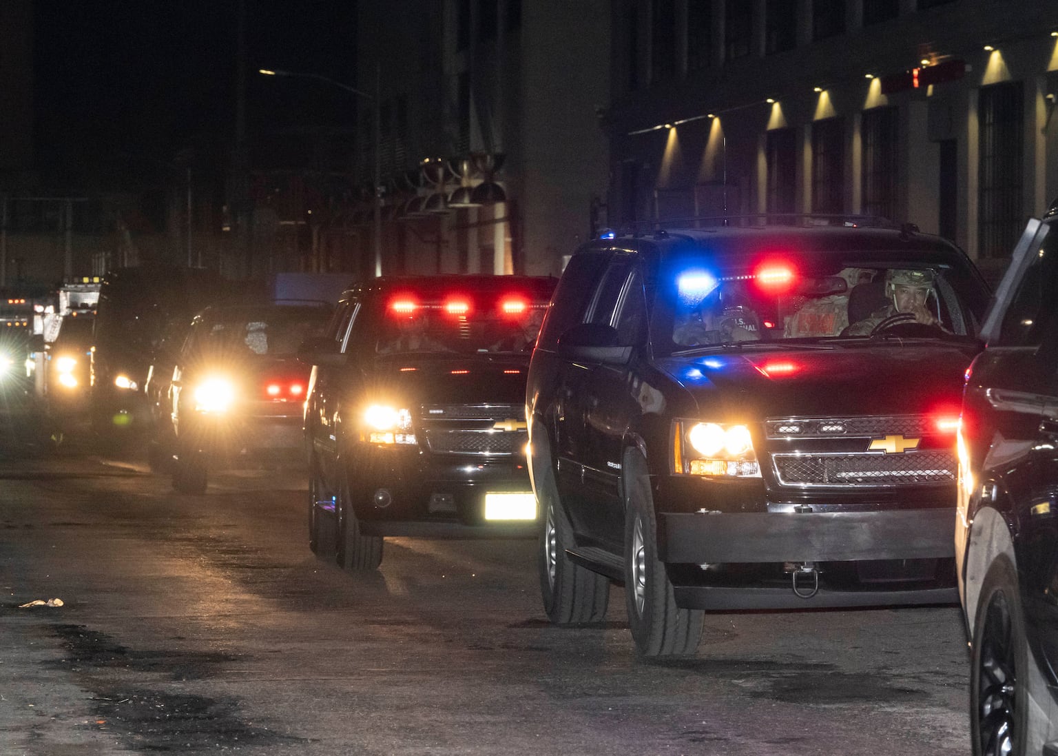 A motorcade believed to be carrying Nicolas Maduro (Yuki Iwamura/AP)