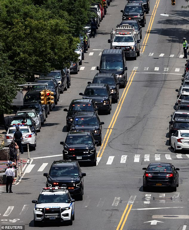 A motorcade believed to be carrying ousted Venezuelan president Nicolas Maduro and his wife Cilia Flores was spotted en route to their hearing in Manhattan on Wednesday