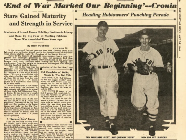 Red Sox stars returned from World War 2