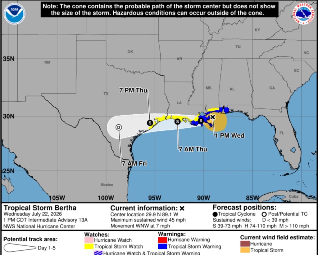 Tropical Storm Bertha: Live tracker maps show impacts on southern US