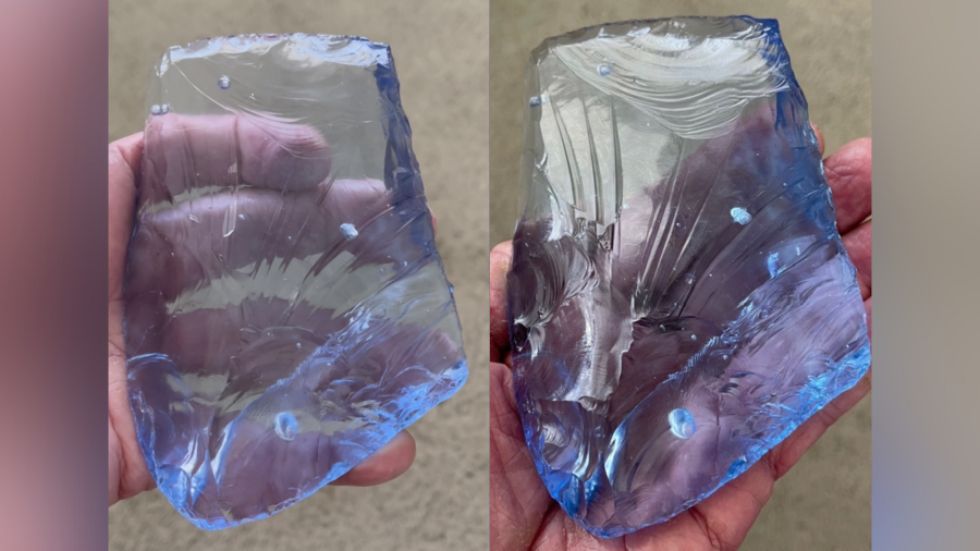 Two periwinkle blue Paleo Story Stone Effigies