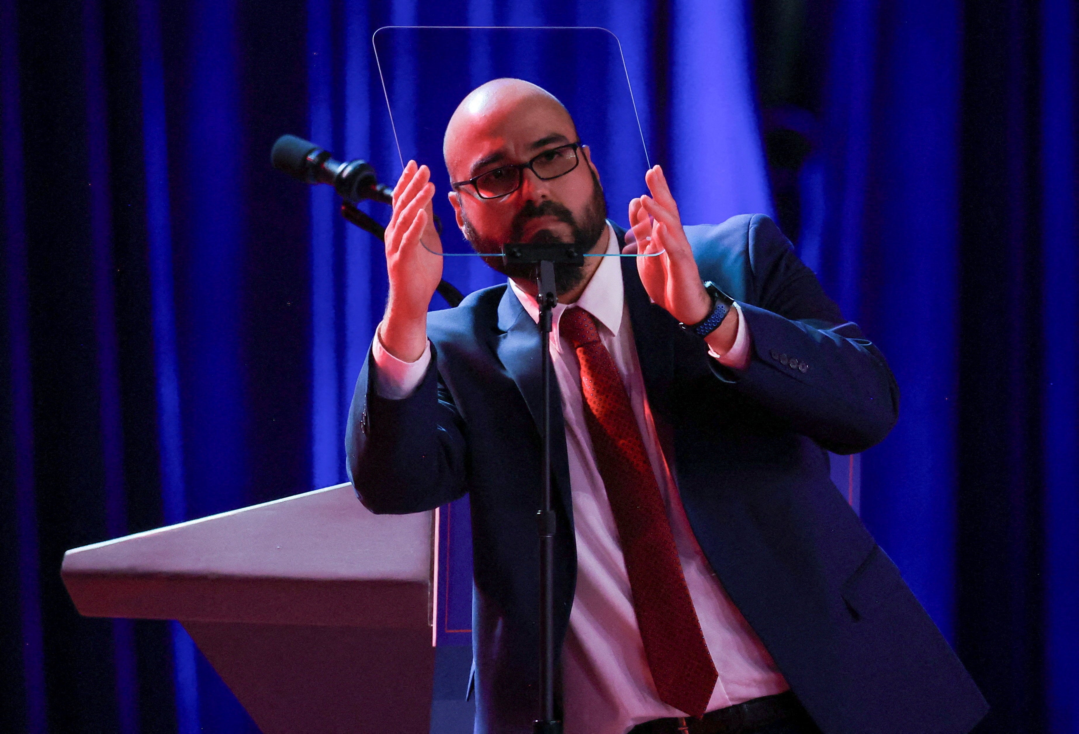 One of President Donald Trump’s teleprompter operators was put on unpaid administrative leave after being accused of winning more than $100,000 from betting on the content of the president’s speeches (Reuters)