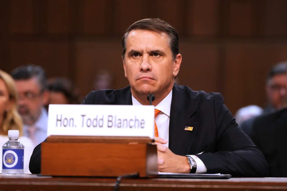 Acting Attorney General Todd Blanche appears before the Senate Judiciary Committee on Capitol Hill in Washington, Wednesday, July 15, 2026. (AP Photo/Mark Schiefelbein)