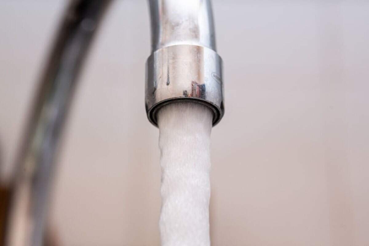 Illustration of an open faucet with water flowing from it in Clermont-Ferrand France on January 24 2025. On Thursday, January 23, an investigation by UFC-Que Choisir and the environmental NGO Generations Futures revealed the widespread presence of PFAS, the so-called forever pollutants, in tap water across metropolitan France, notably highlighting a concerning level of TFA. (Photo by Romain Costaseca / Hans Lucas / Hans Lucas via AFP) (Photo by ROMAIN COSTASECA/Hans Lucas/AFP via Getty Images)