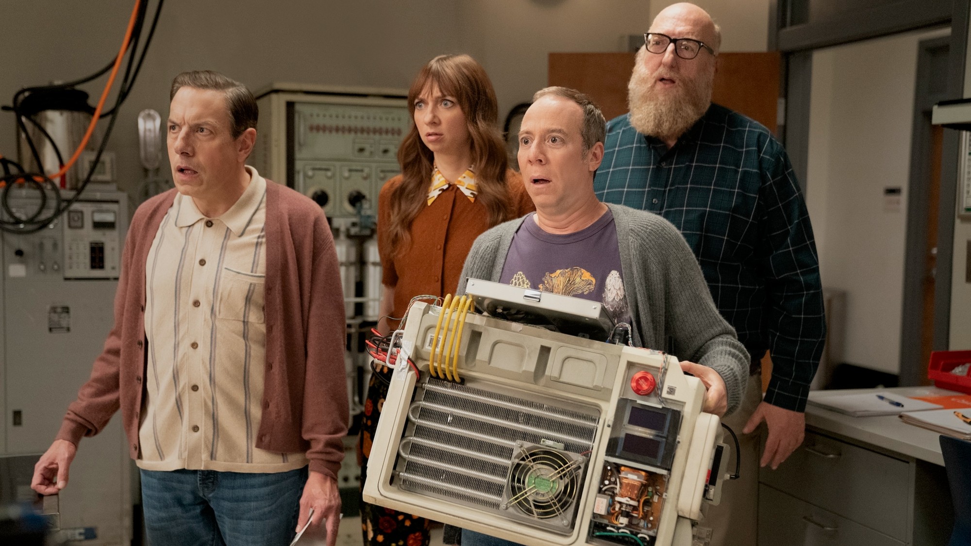 Kripke, Denise, Stuart, and Bert with the Quantum device.