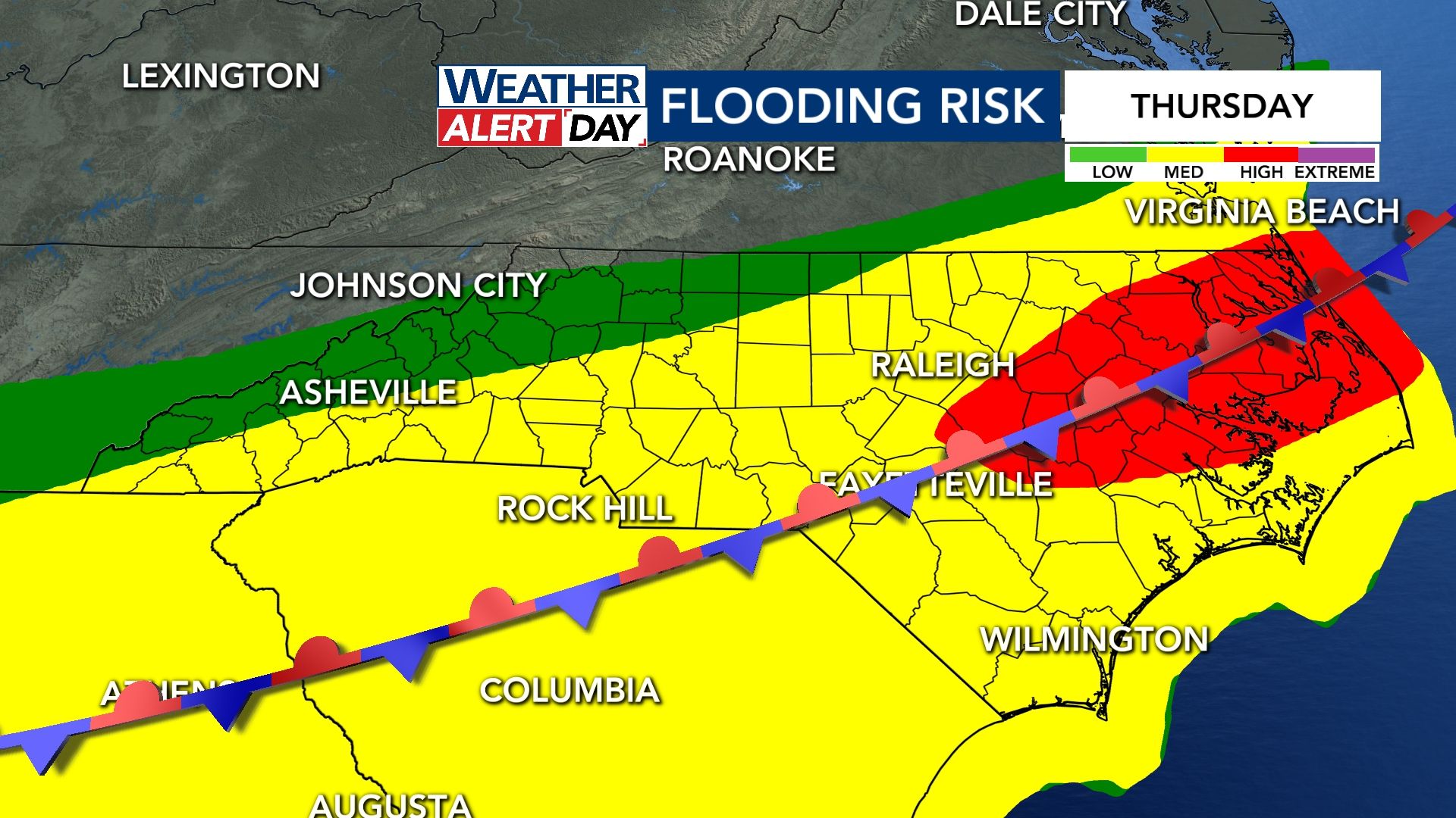 Flood watch in effect on Wednesday, with heaviest rain is yet to come