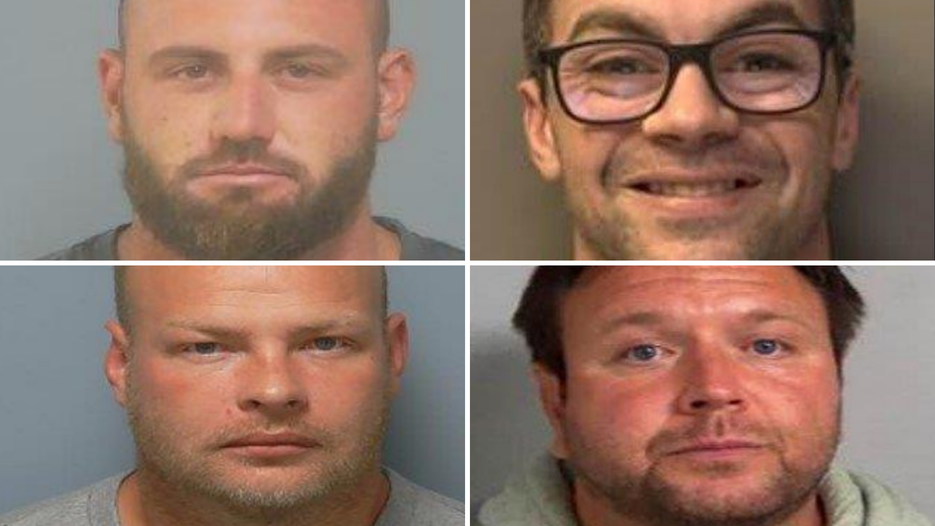 (Clockwise from top left) Sam Brown, Adil Nolan, Daniel Jamieson and Harry Kennedy have been convicted of conspiring to smuggle cocaine