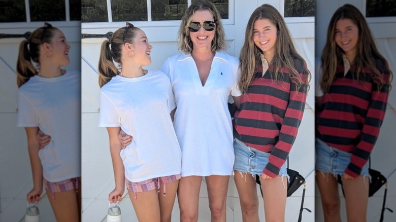 Rebecca Romijn smiles with daughters Charlie and Dolly