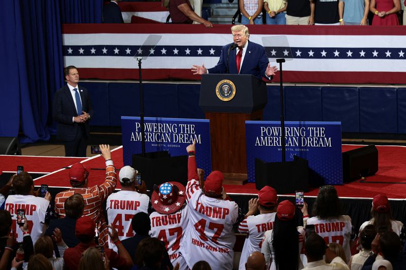 U.S. President Trump visits Marietta, Georgia, to deliver remarks on the 'Trump Accounts'