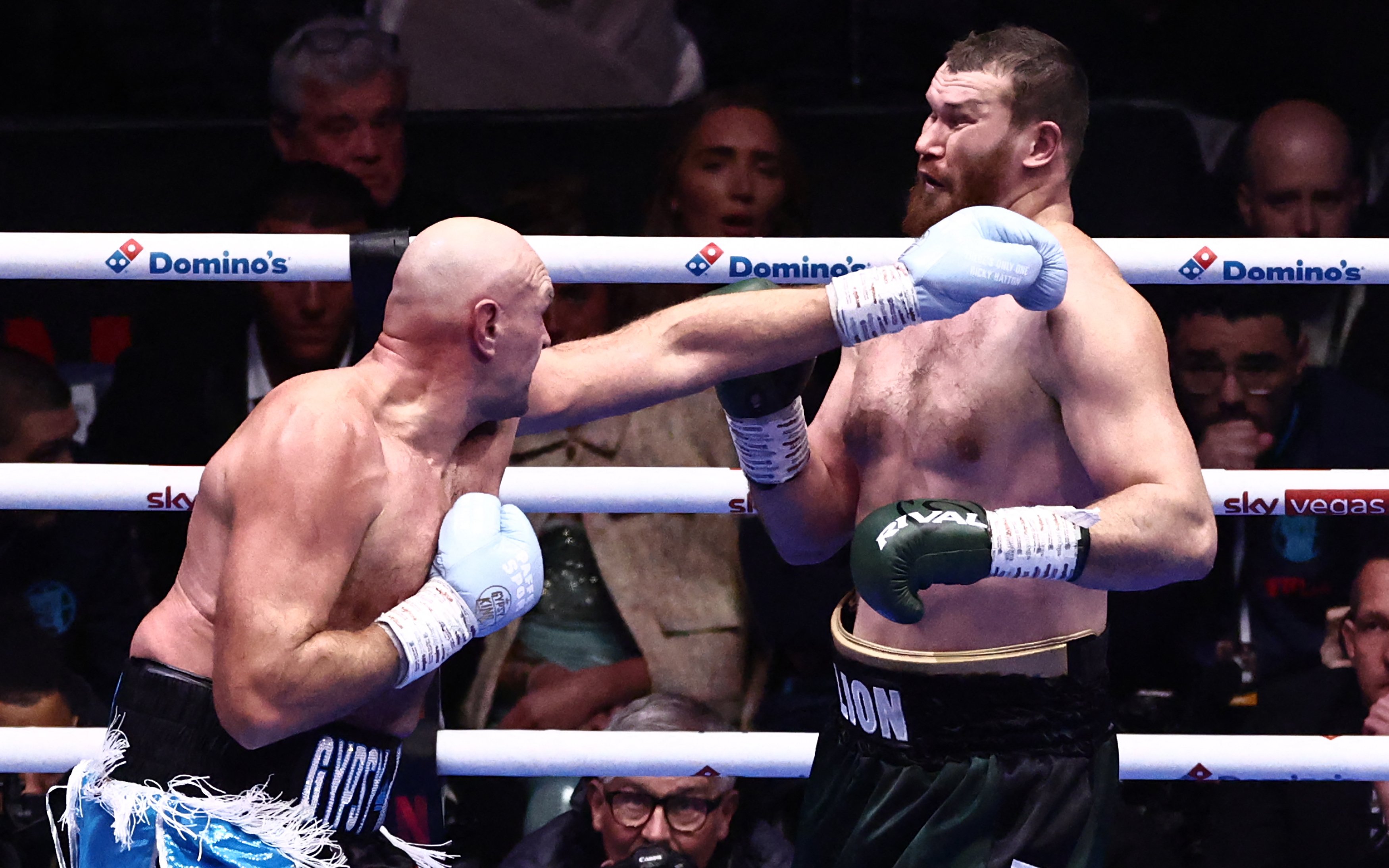 Comeback: Tyson Fury dominated Arslanbek Makhmudov in his first fight for 15 months (AFP/Getty)