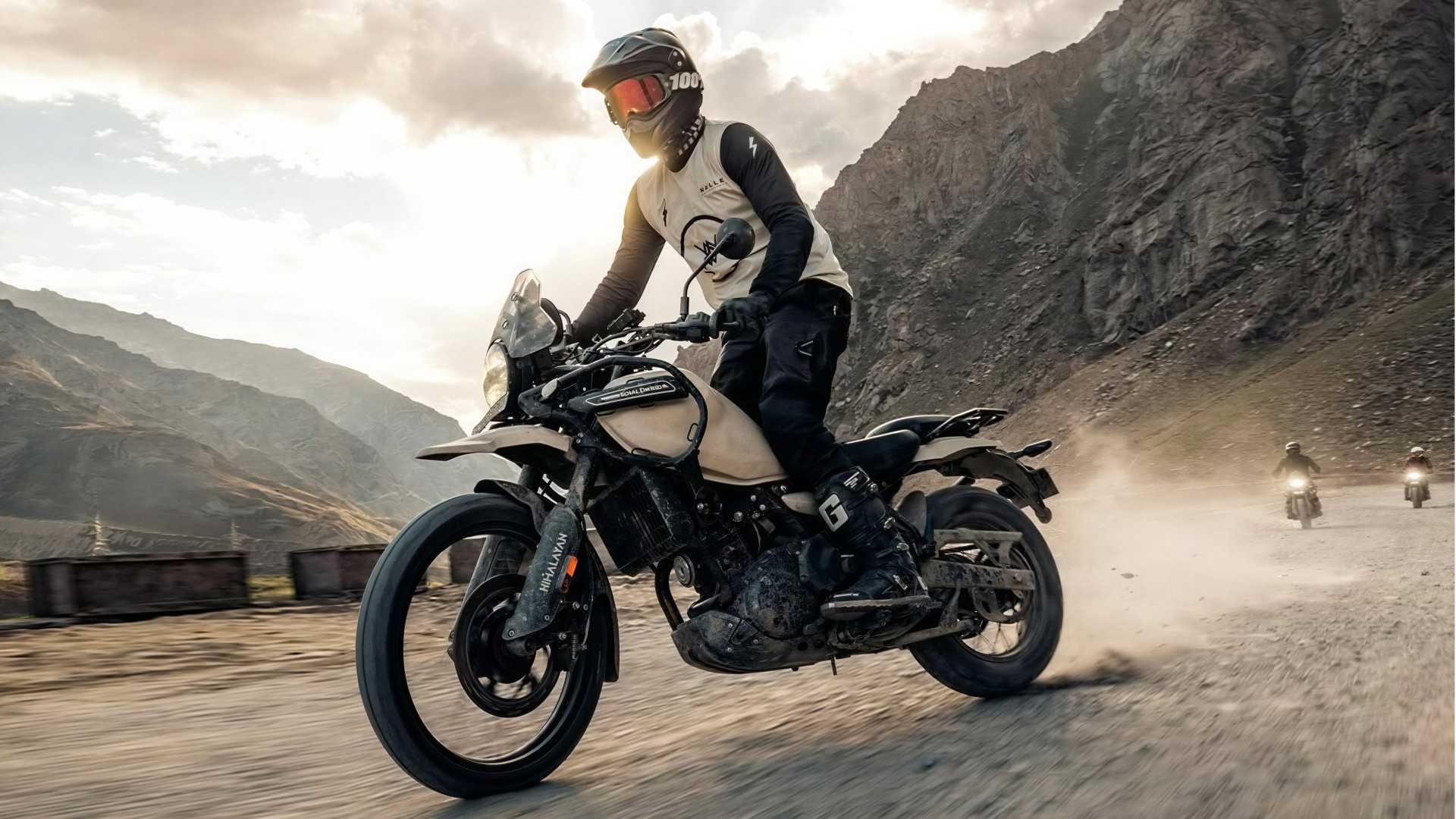 2026 Royal Enfield Himalayan 450 off-roading in style, cinematic front third quarter shot