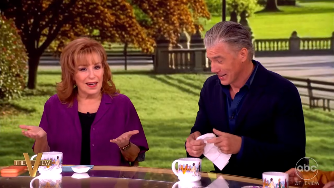 ‘The View’ star Joy Behar pulls married guest in for a kiss on the lips