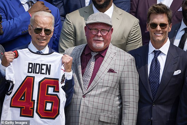 Brady pictured with Joe Biden after winning the Super Bowl with Tampa Bay Buccaneers