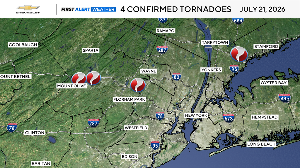 4 tornadoes touched down in New Jersey and New York, National Weather Service says