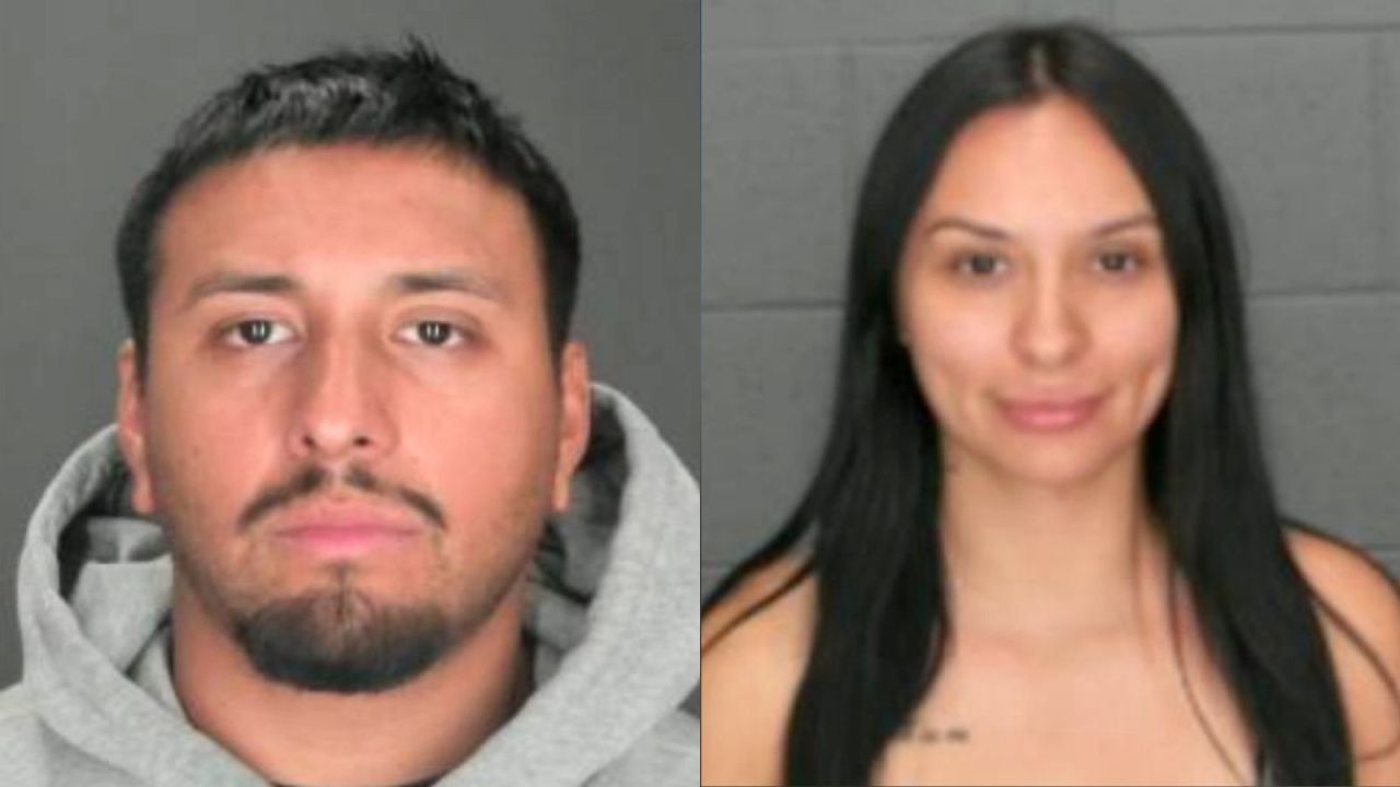 The suspects, Quetzalcoat Chacon, 26, of San Bernardino and Serina Mota, 27, of Colton, are seen in booking photos from the Colton Police Department.