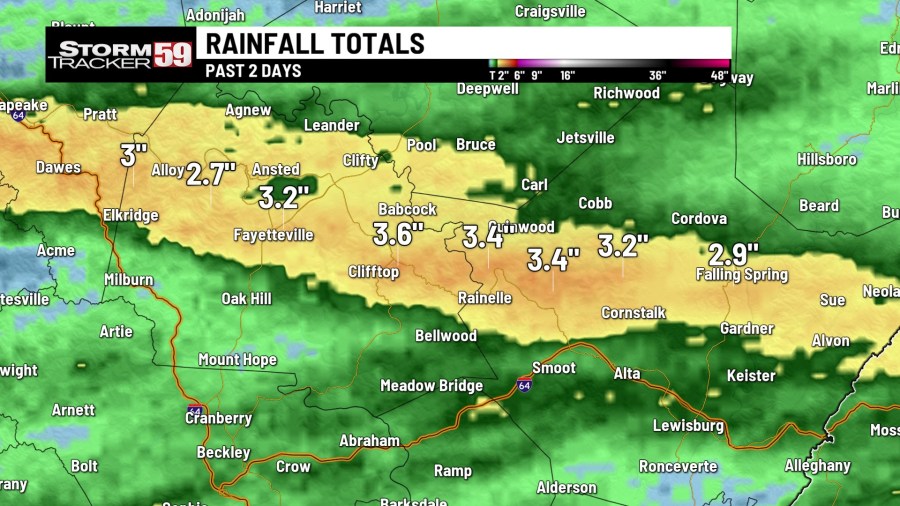 How much rainfall caused the catastrophic flooding in WV Tuesday?